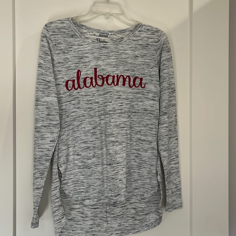 Alabama medium Pressbox by Royce apparel long sleeve gray/white shirt.